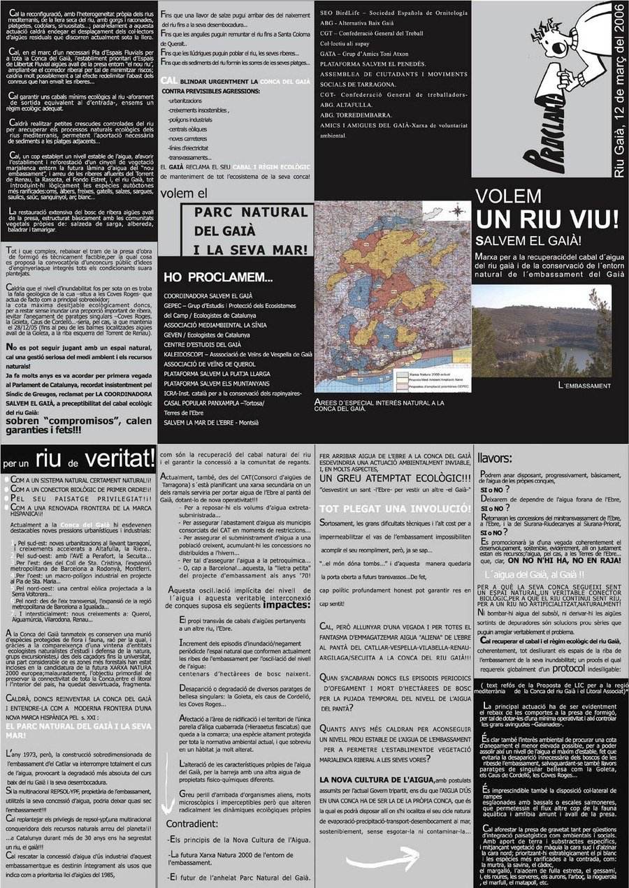 Desplegable informatiu de la marxa del 12 de març de 2006