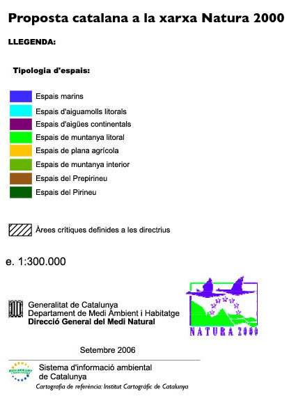 Llegenda de les dues cartografies comparades, amb la clau de trames i colors